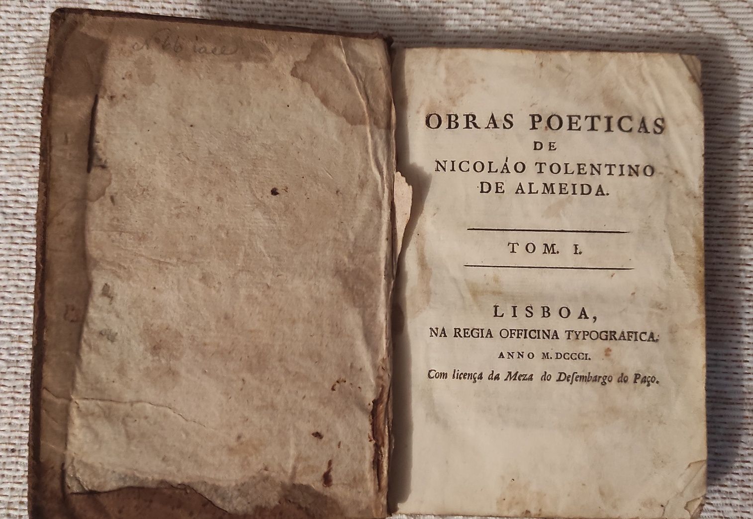 ALMEIDA, Nicolau Tolentino de. OBRAS POETICAS