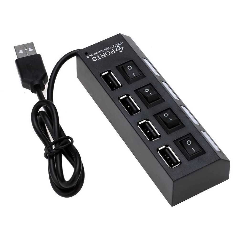 NOVO - HUB USB 2.0 - 4 Portas + Botões ON/OFF