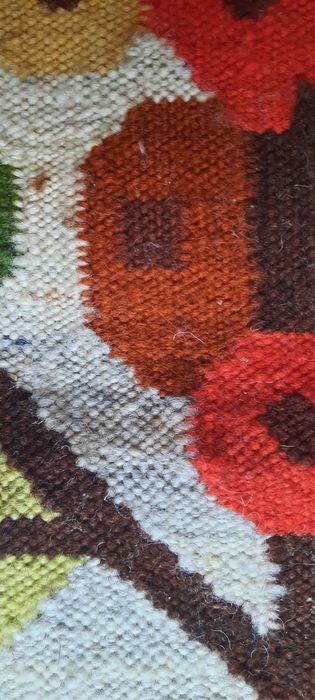 Kilim MALWA sumak makatka wełna Cepelia PRL rękodzieło ludowe Koronka