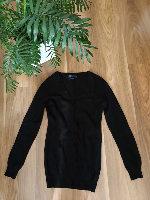 Zara sweterek 100% kaszmir czarny kardigan rozpinany basic minimalizm
