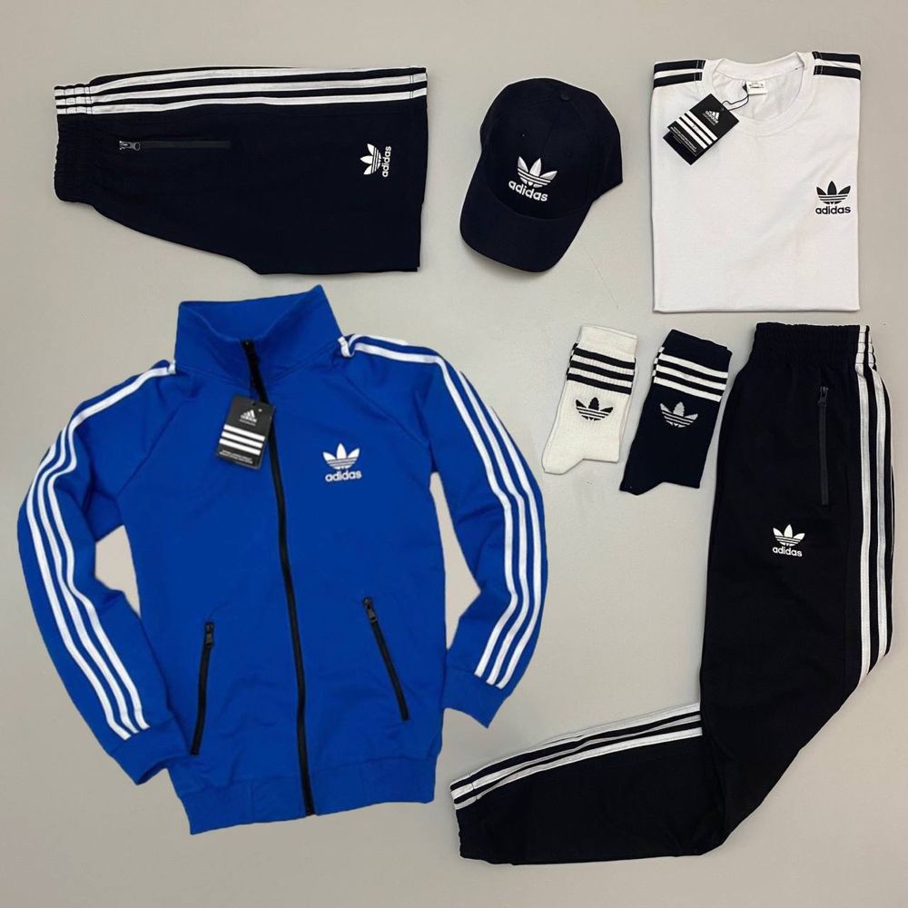 Чоловічий спортивний костюм набір [5в1] комплект адідас adidas xs-3xl