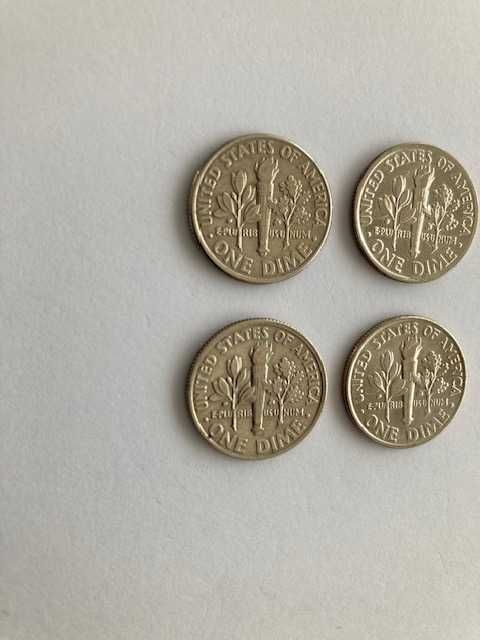 Dime (10 cents) ou 10 cêntimos - 1965 a 1998 P (19 moedas dos EUA)