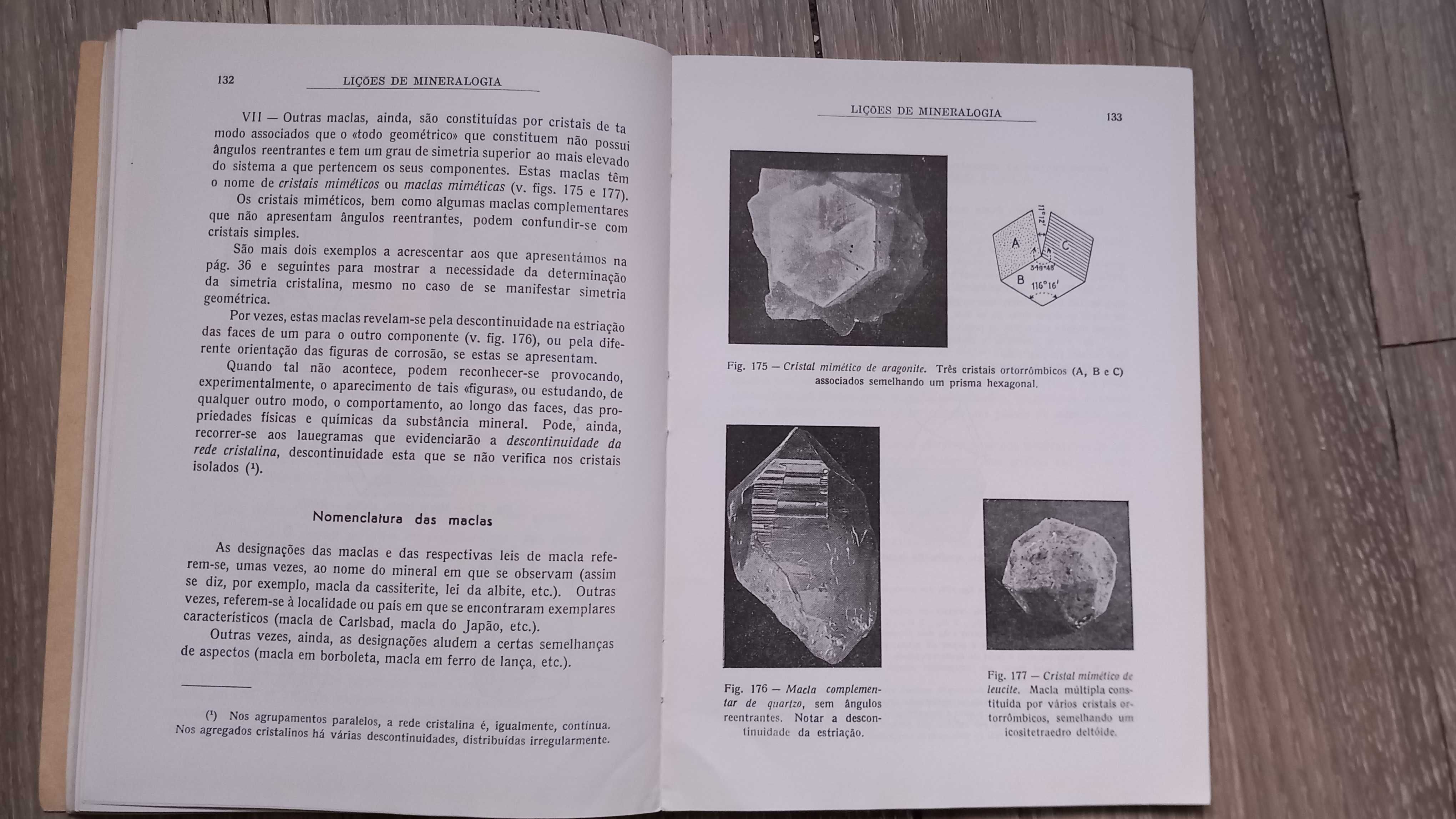 Livro antigo sobre mineralogia, com conteúdos bastante aprofundados