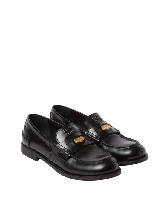 Лофери Miu Miu Brushed Leather Penny Loafers Black