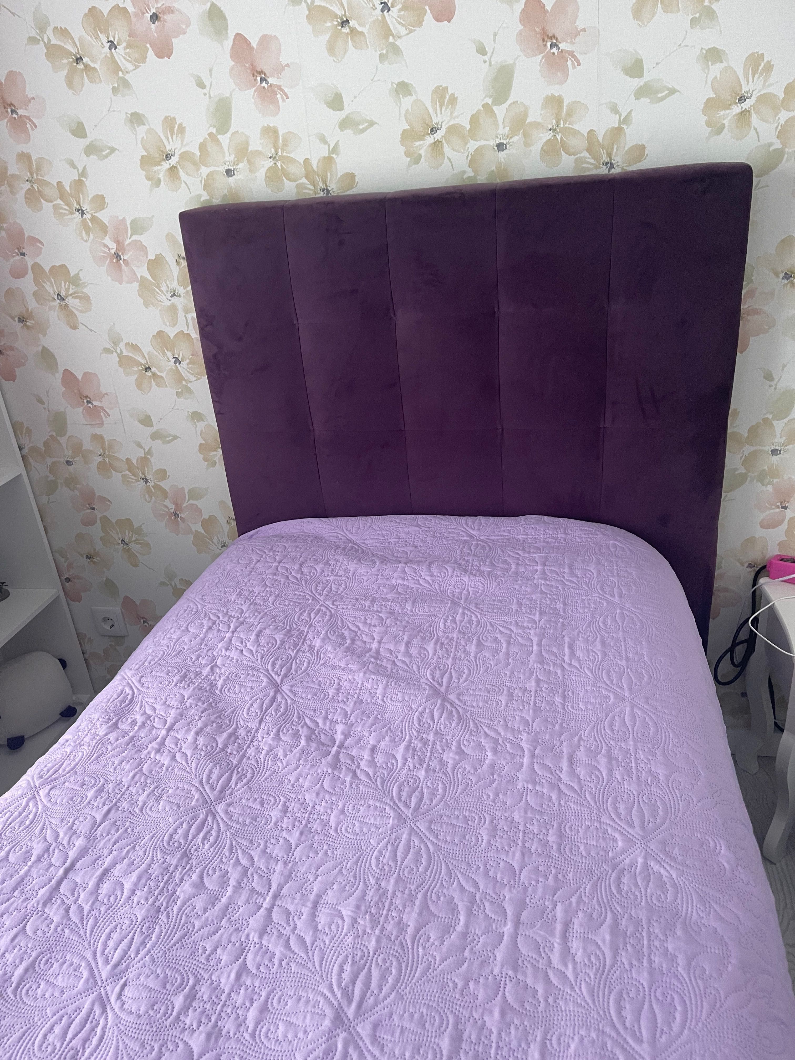 Cama solteiro veludo roxo