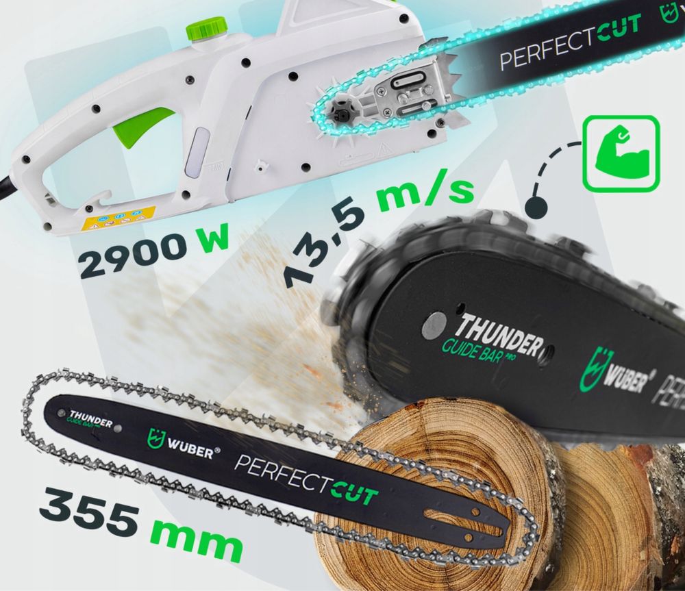 Piła Pilarka Łańcuchowa Elektryczna Olej Prowadnica Łańcuch 5w1 2900 W