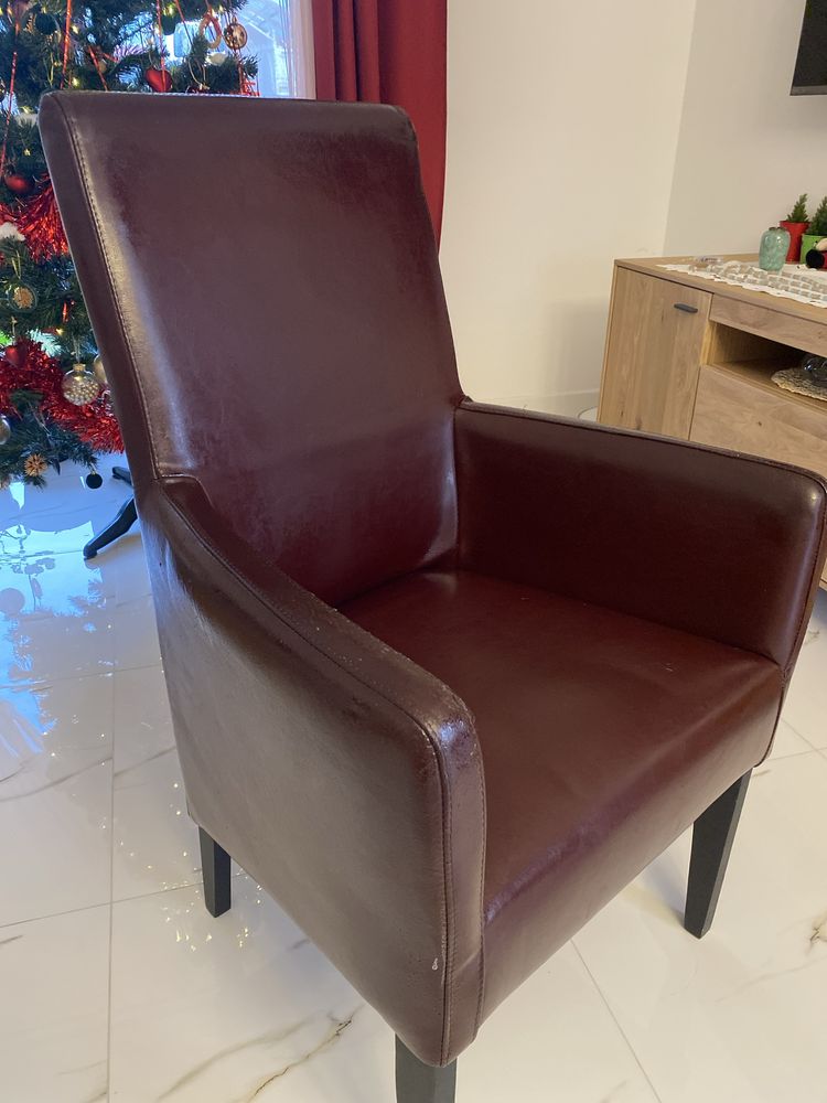 Fotel ze skóry naturalnej ciemny bordo, fotel skorzany