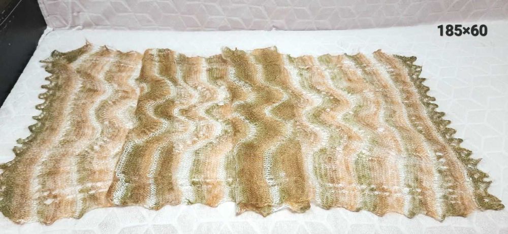 Пухова ажурна хустка. Пуховий шарф. Пуховой платок.