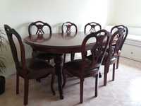 Mesa de jantar e cadeiras em madeira de cerejeira