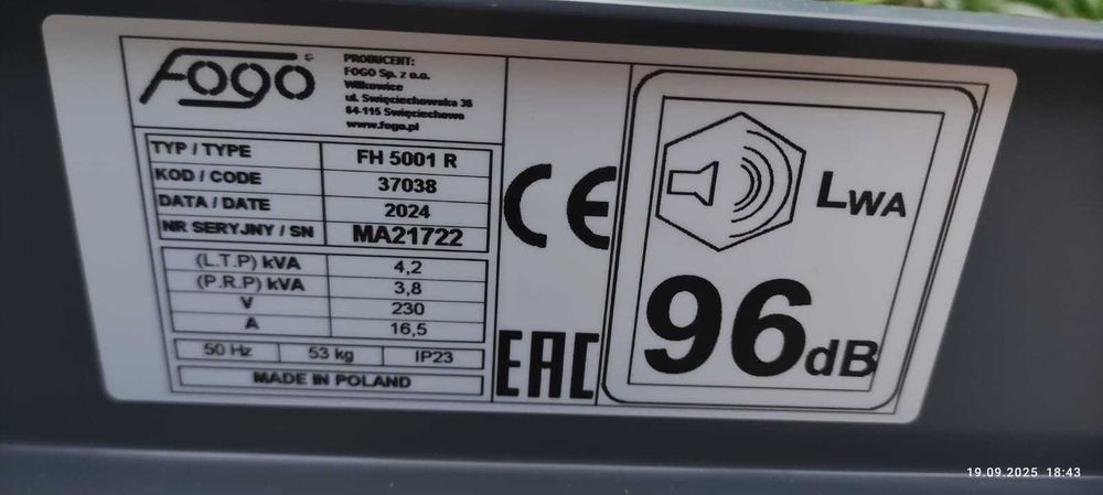 Agregat prądotwórczyFH5001R