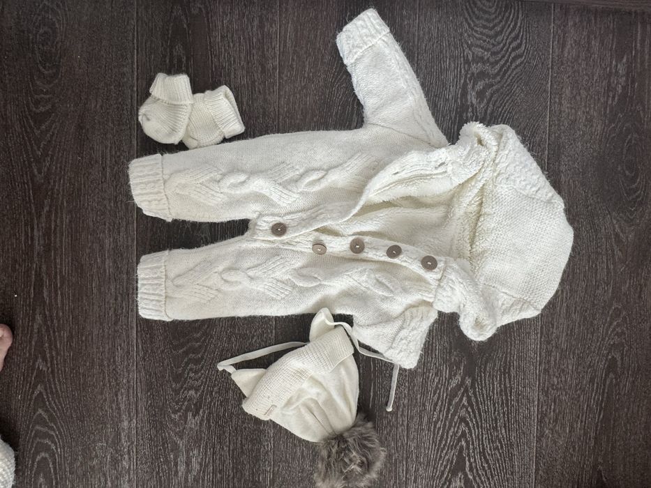 Комплект на виписку осінь/зима комбінезон одіяло в’язане