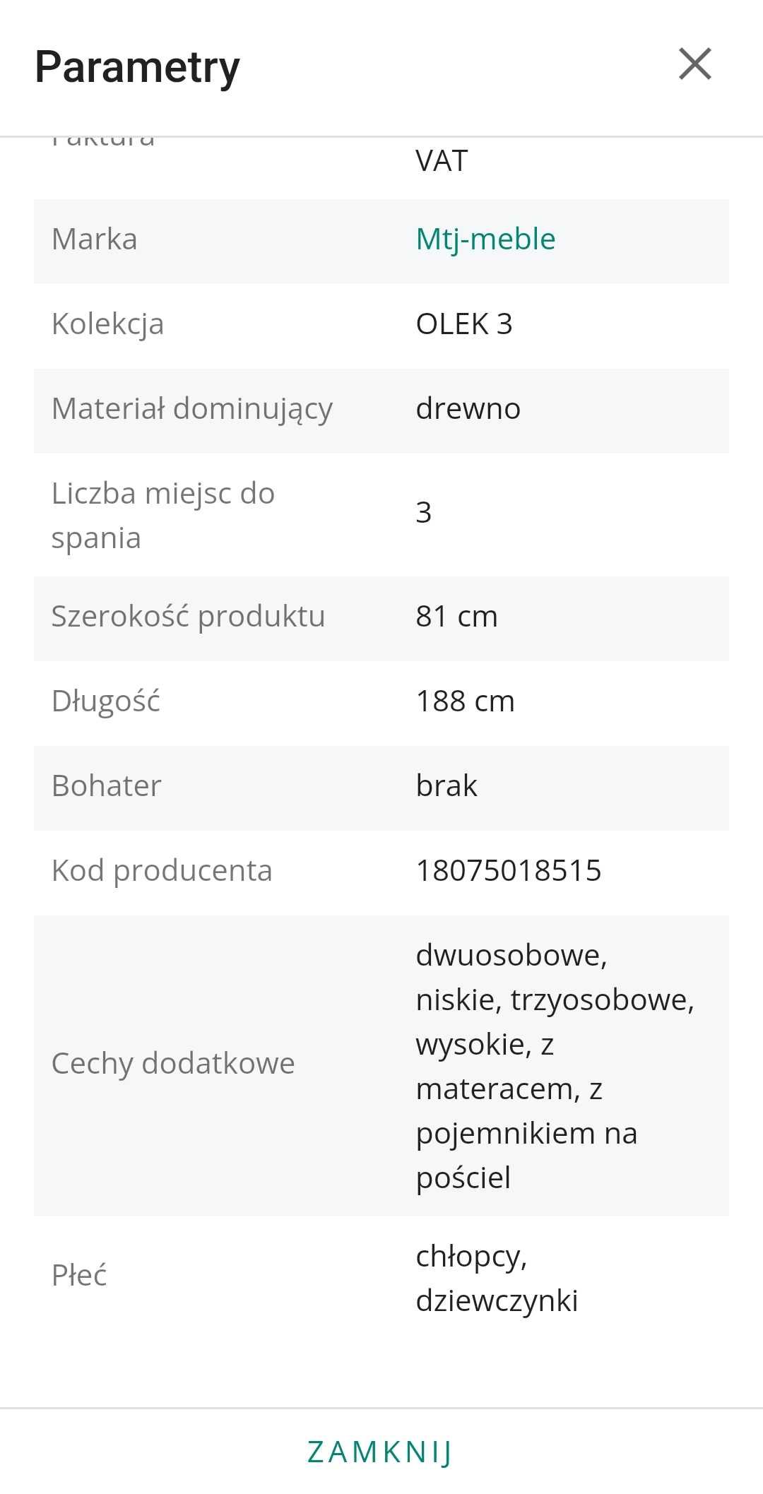 Łóżko piętrowe 3 osobowe