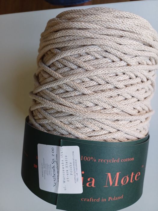 Torebka z makramy, handmade, kolor jasny beż