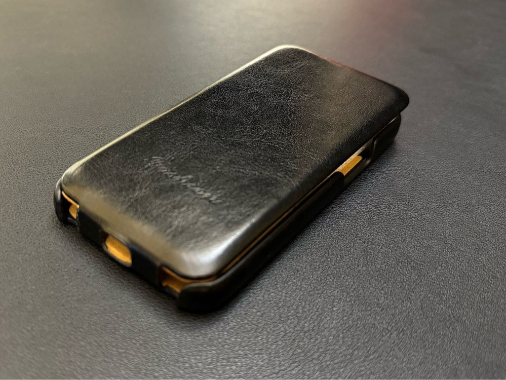 Etui z klapką skórzane Apple iPhone 12 mini czarne eleganckie