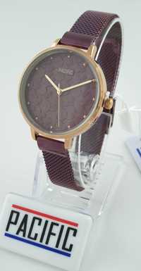 PACIFIC X6098 - Zegarek Burgundowy, Bordowy, Złoty