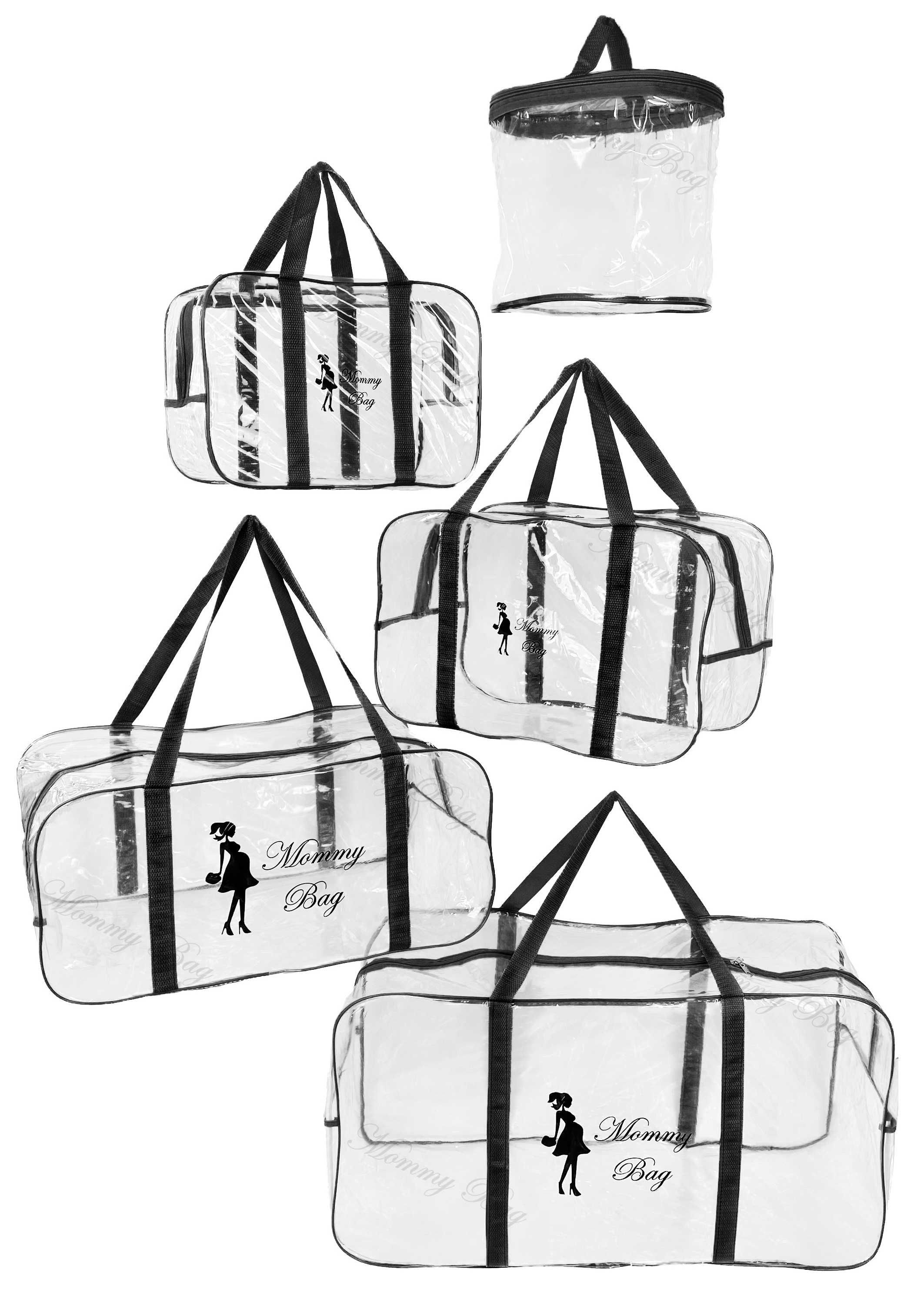 Набір із прозорих сумок у пологовий будинок Mommy Bag (S, M, L)