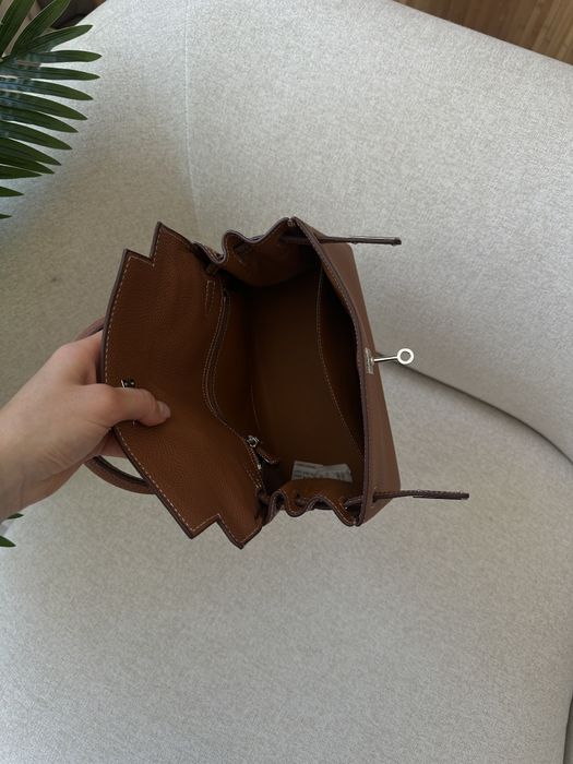Сумка жіноча Hermes Kelly 25 Brown/Silver