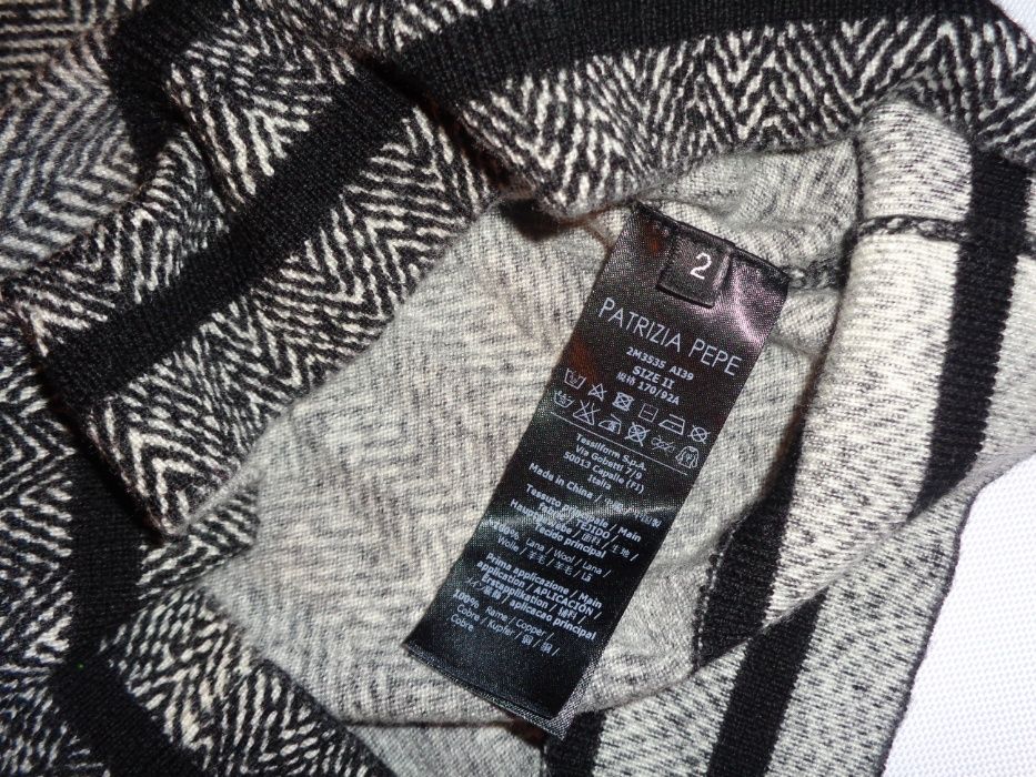 PATRIZIA PEPE 100% Wool bluzka cieńki sweter odkryte ramiona S/M