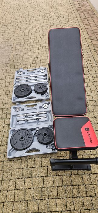 Hantle 40kg, ławeczka treningowa.