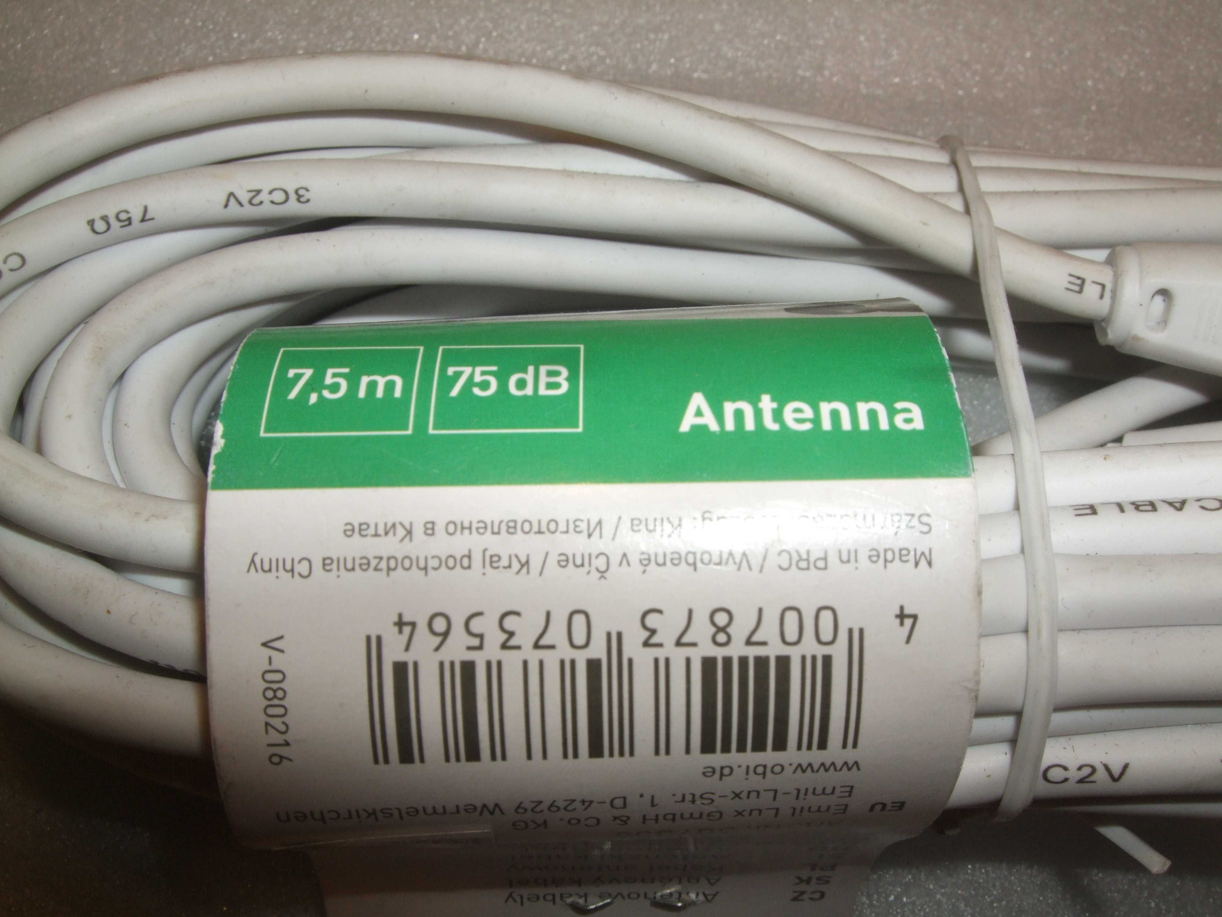 Kabel antenowy  połączeniowy 7,5 m.