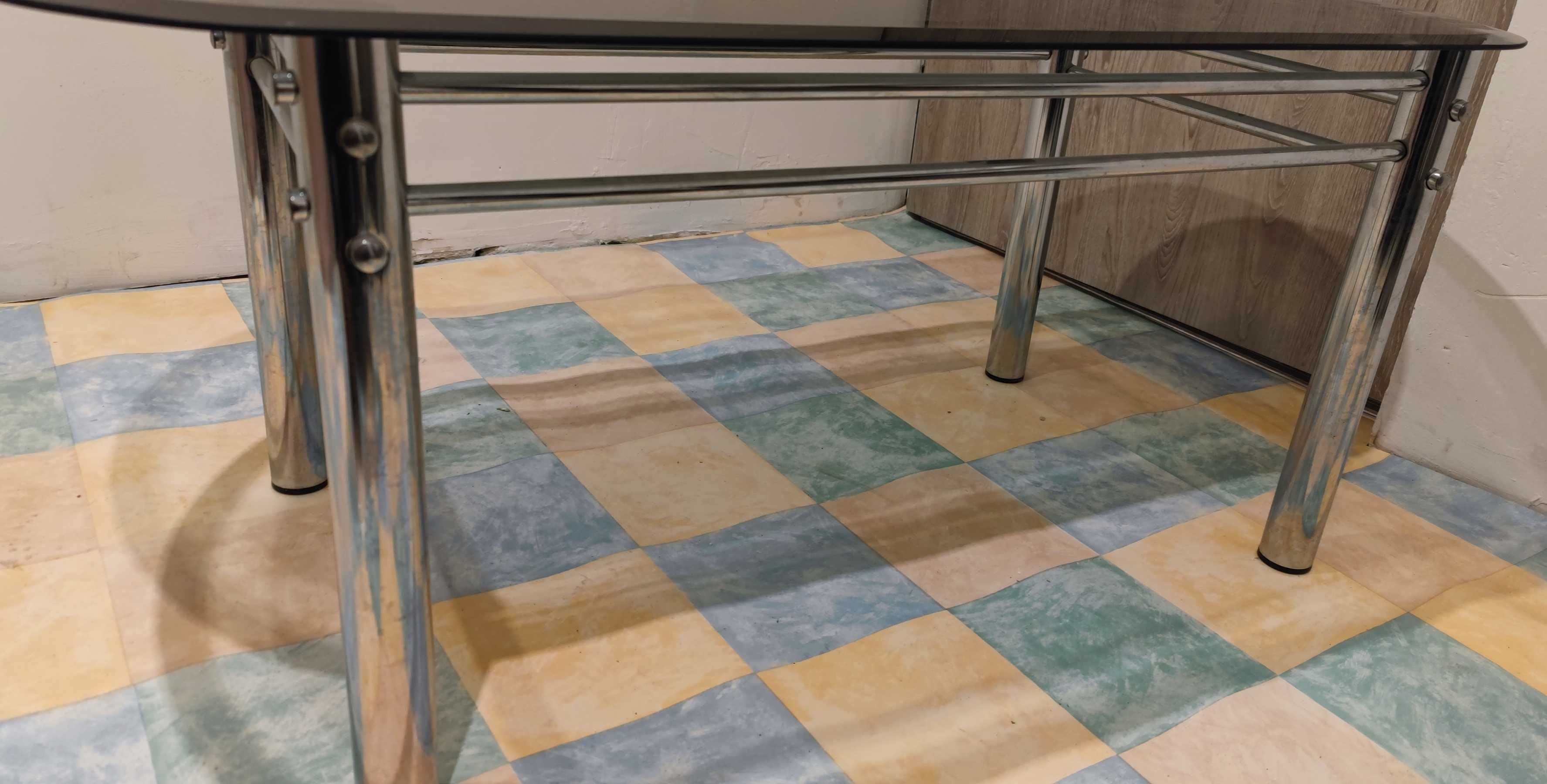 Stół szklany 120 x 60 czarny chromowane nogi