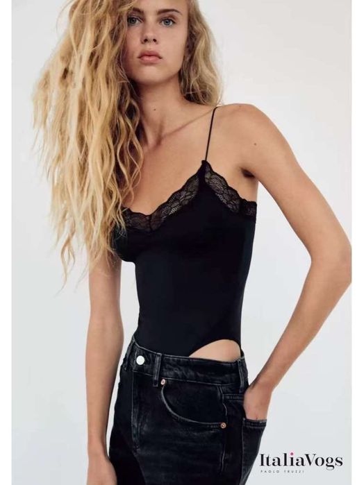 Черное кружевное боди Zara
