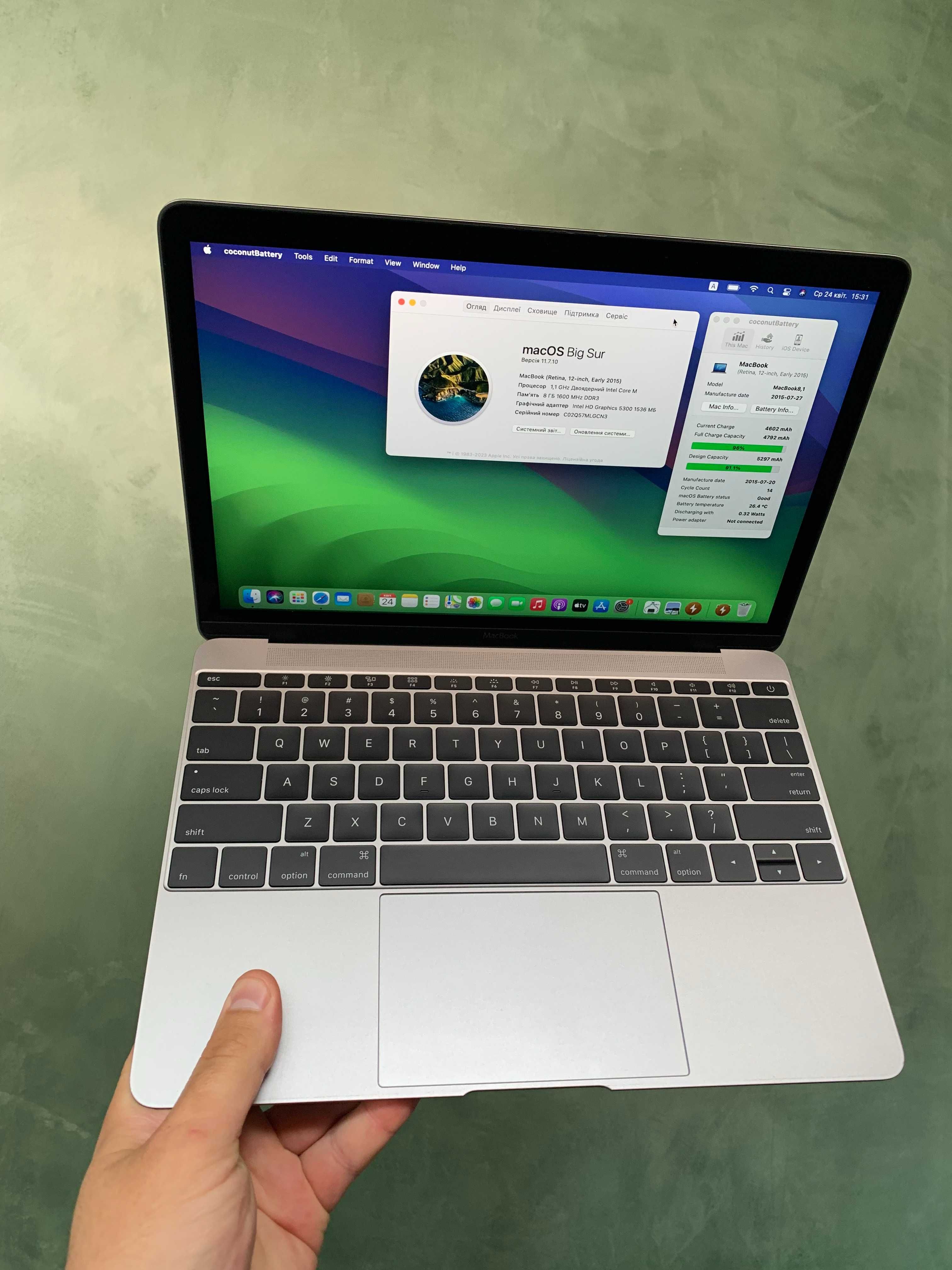 Macbook 12 2015 Core-M 1.1 GHz | 8Gb | 250ssd 14 циклів стан нового