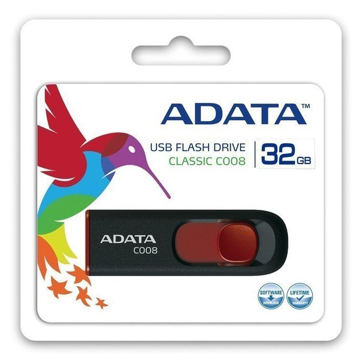 ADATA C008 Pendrive 32GB USB 2.0 Czarny/Czerwony 24m Gwarancji