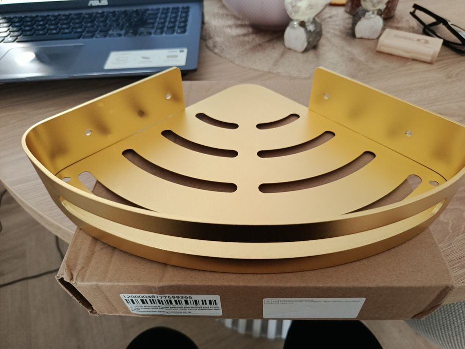 Narożna półka łazienkowa złoto szczotkowne