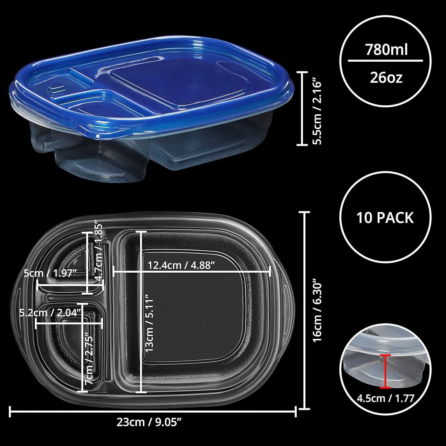 pudełka na lunch Bento z pokrywkami, można używać w kuchence mikrofalo