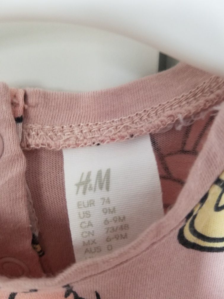 Sukienka H&M 74 Minnie Daisy pudrowy róż dziewczynka