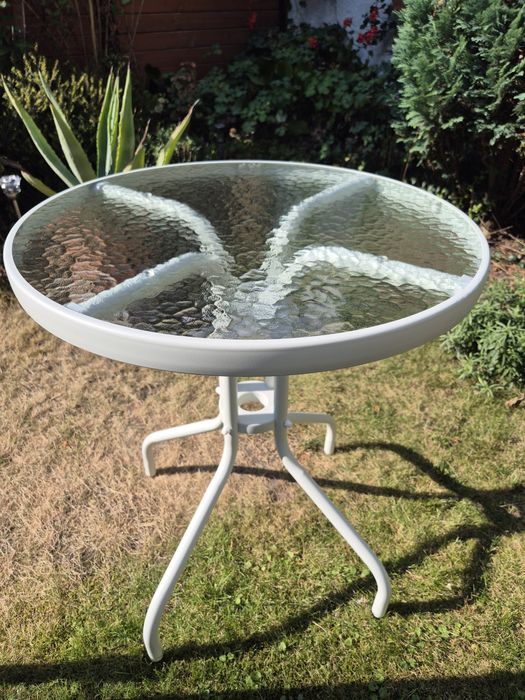 Stolik ogrodowy balkonowy tarasowy okrągły biały