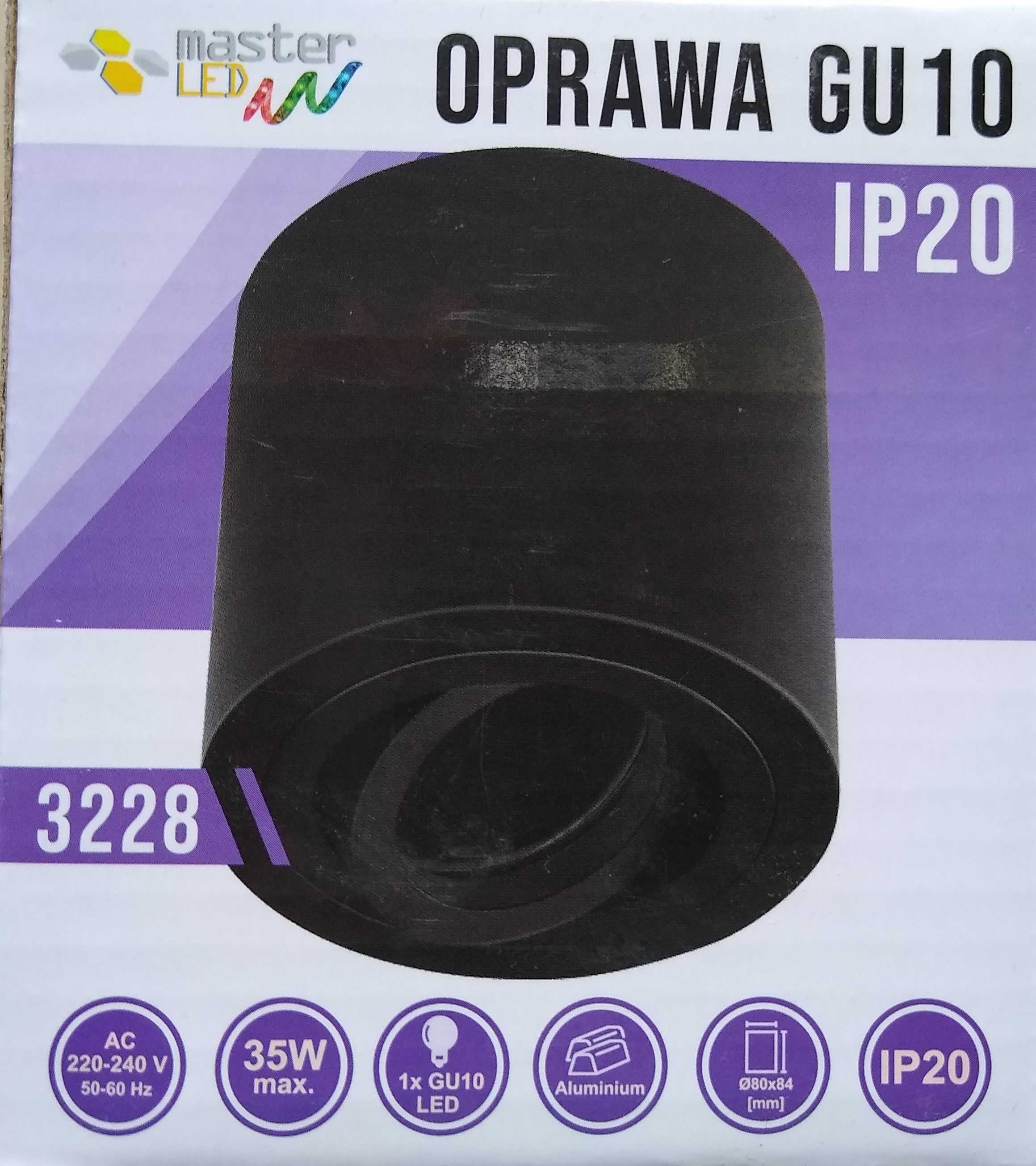 Oprawa natynkowa LED tuba czarna GU10 IP20 NOWA