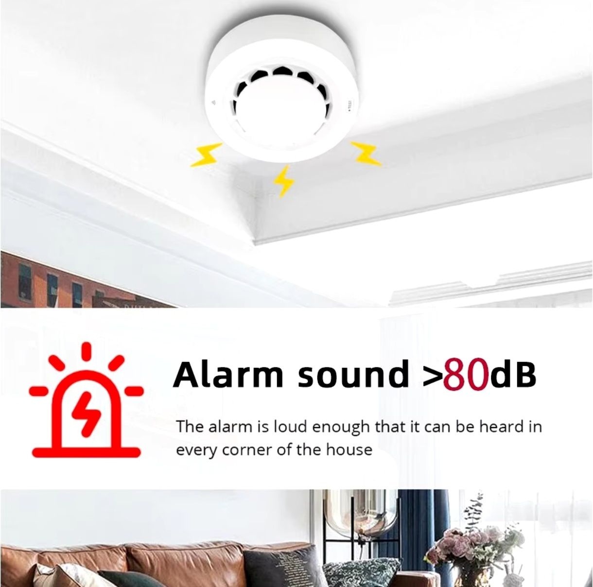 Czujnik dymu WiFi Smart Home z Alarmem