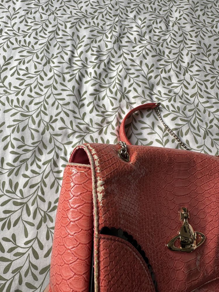 Koralowa oryginalna torebka na ramię pasek vintage Vivienne Westwood