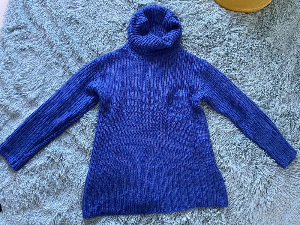 Nowy - sweter sweterek gruby golf w kolorze chabrowy w rozmiarze S , j