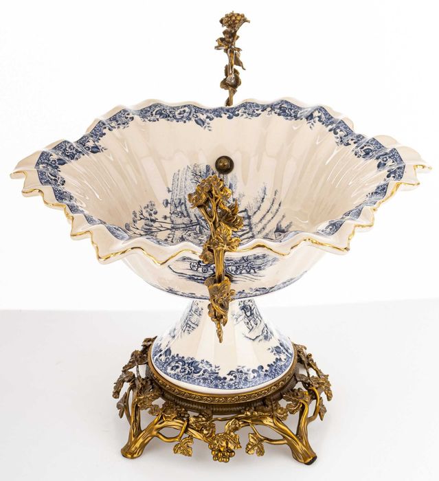 Ceramiczna Duża Patera Dekoracyjna Misa Empire Złota Na Nóżce 182450
