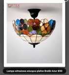 Lampa witrażowa wisząca-plafon Bratki Ø30