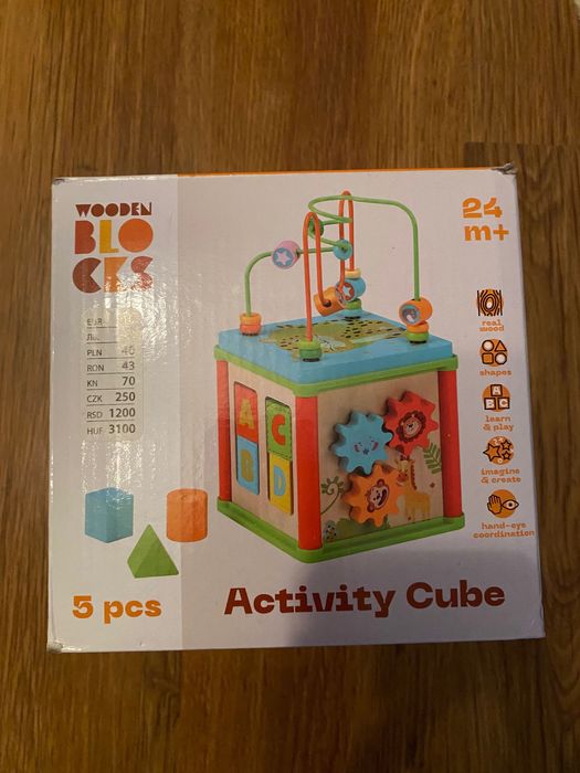 Activity cube drewniana zabawka edukacyjna