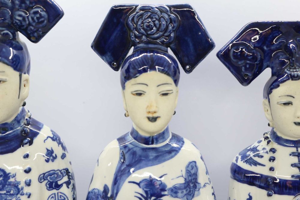 3 Dignatárias Escultura Porcelana Chinesa séc. XIX