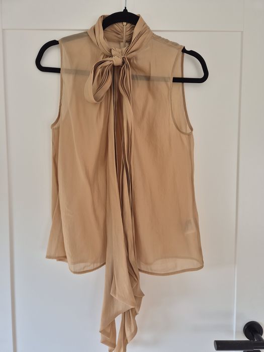 Bluzka złota z wiązaną kokardą rozmiar S marki H&M