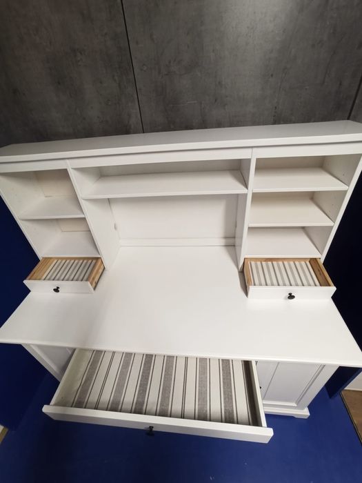 Biurko IKEA LIATORP z nadstawką, Jak nowe + Darmowa dostawa Warszawa