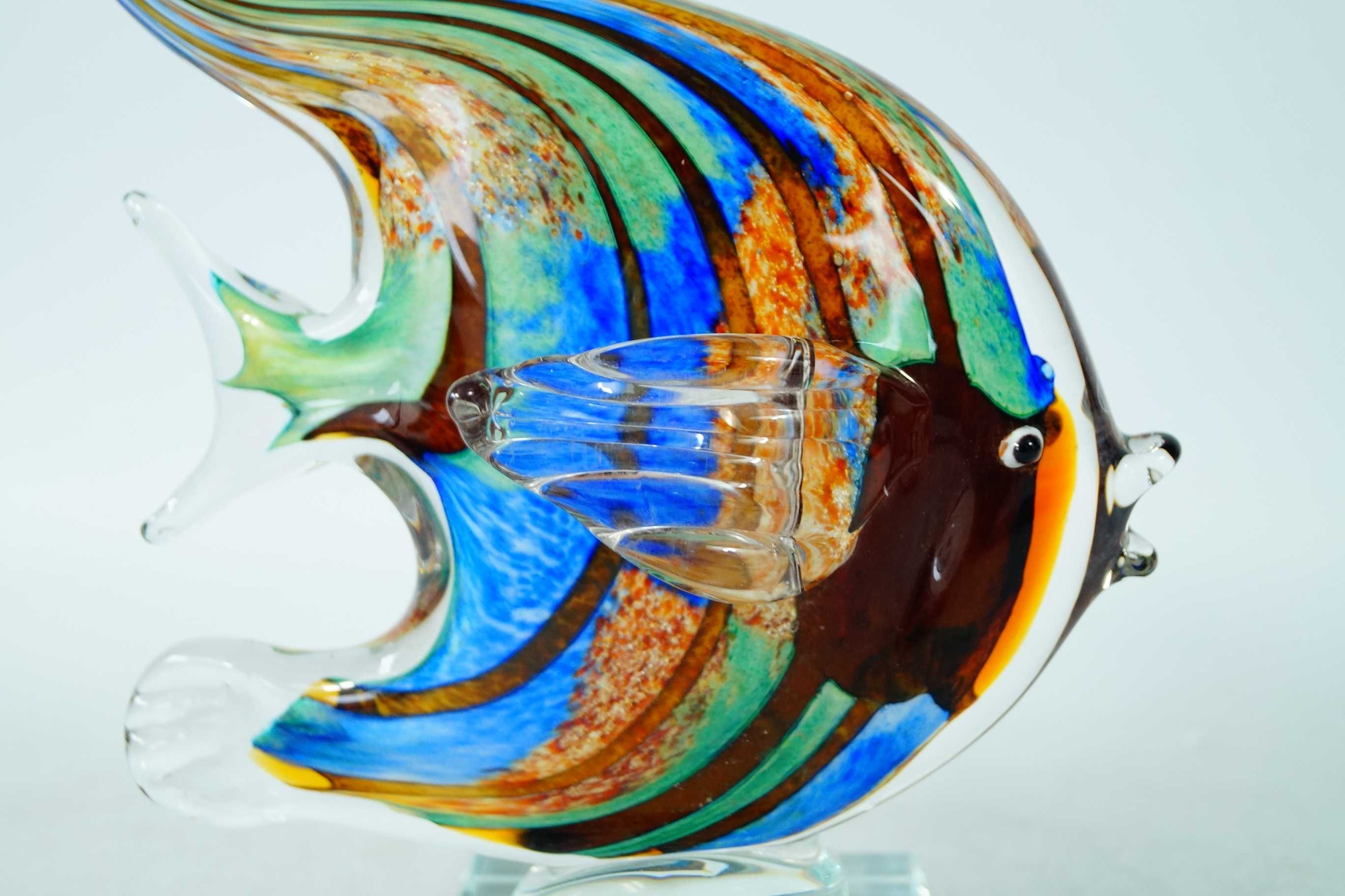 Figura szklana MURANO style piękne kolory Ryba Skalar