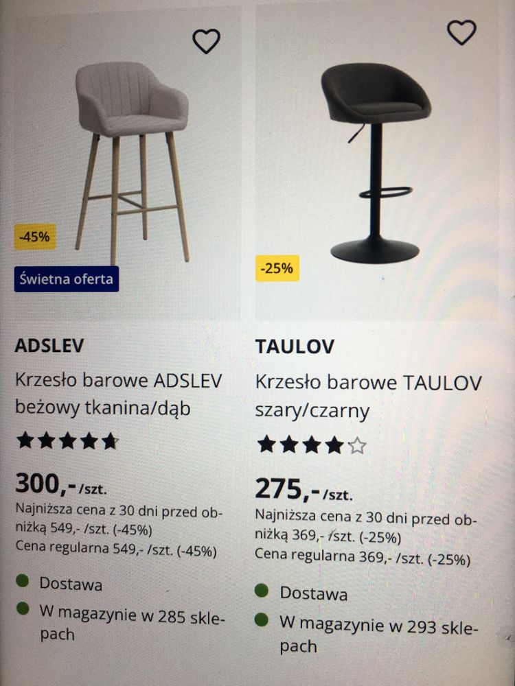 Krzeslo barowe Jysk jak nowe