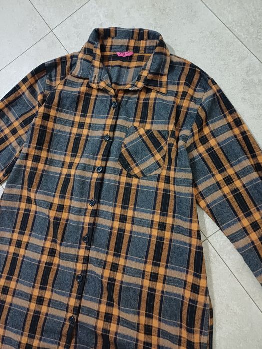 Рубашка в клетку, длиная Рубашка, платье рубашка размер 46-48