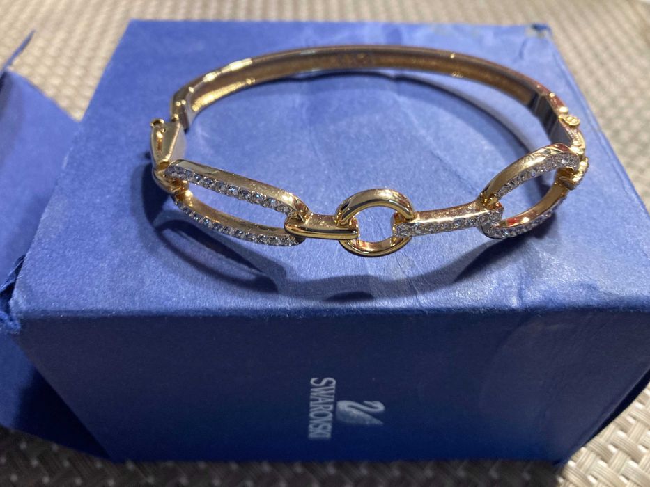 Swarovski bransoletka bangle - złoty kolor