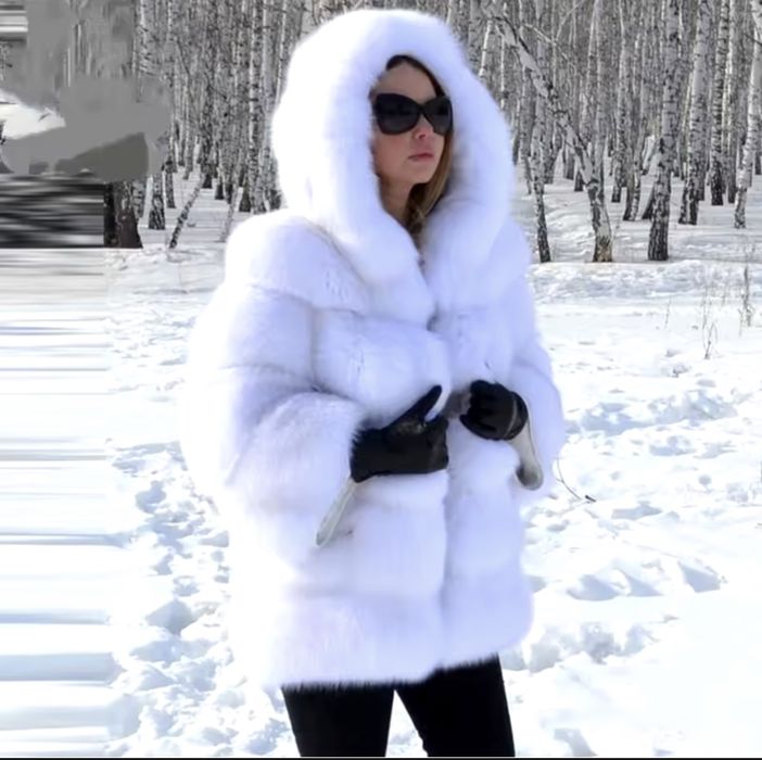 Kontantto futro kurtka sztuczne z kapturem xs-4xl