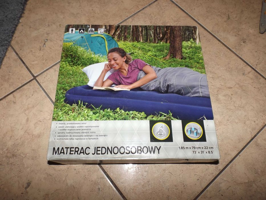 materac nowy do spania, pływania welurowy 22 cm gruby