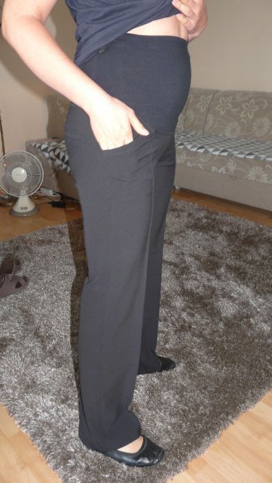 Eleganckie czarne spodnie ciążowe, r. 38-40/ L idealne na święta