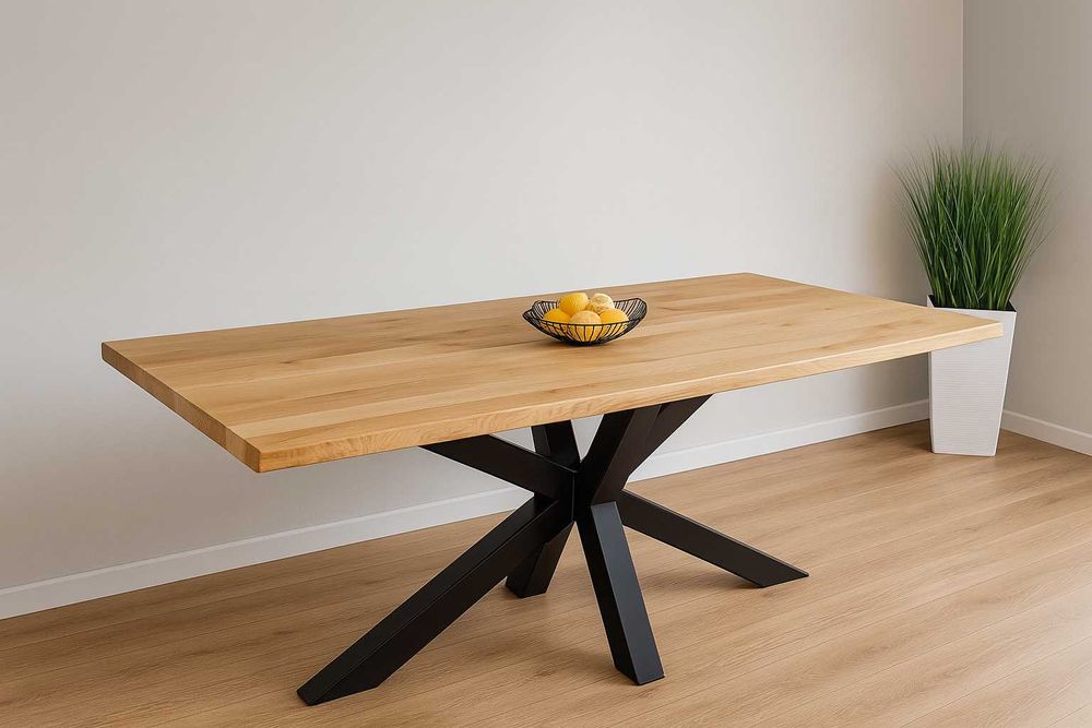 Stół Pająk Dębowy LOFT, 100% Lite Drewno DĄB, Rozkładany.
